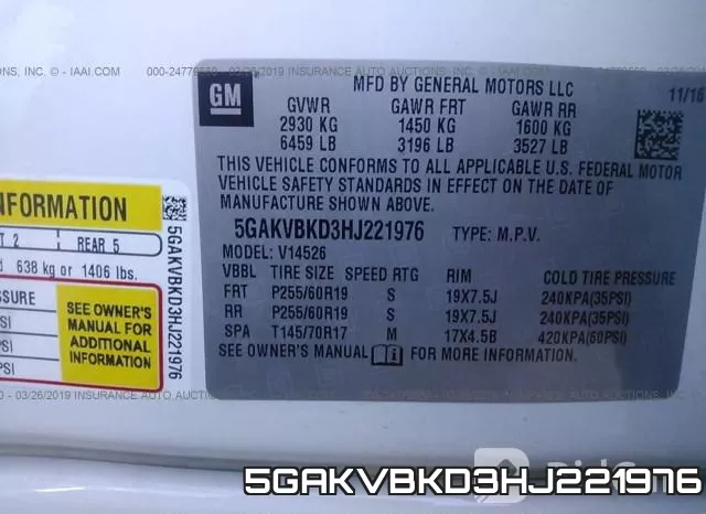 5GAKVBKD3HJ221976 фото 10