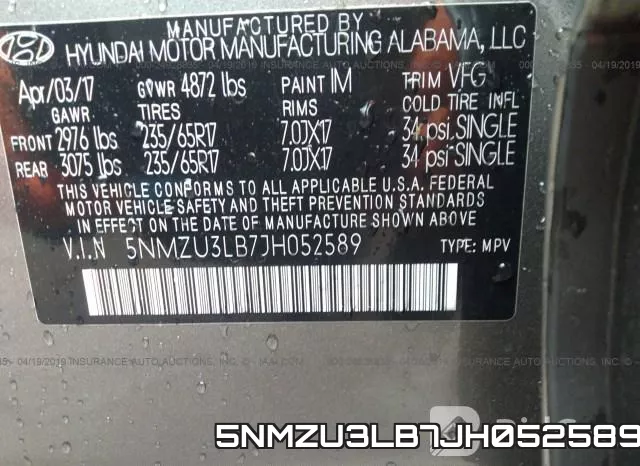 5NMZU3LB7JH052589 фото 10