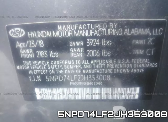 5NPD74LF2JH353008 фото 9