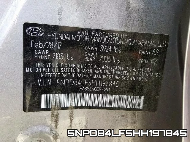 5NPD84LF5HH197845 фото 2
