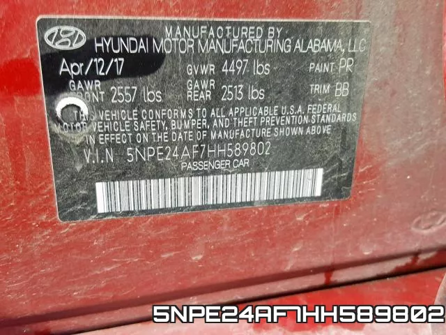 5NPE24AF7HH589802 фото 2