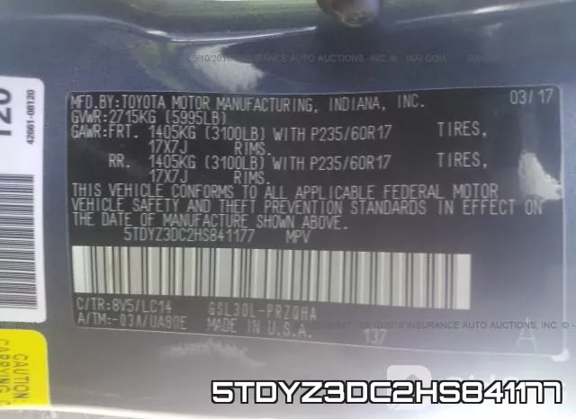 5TDYZ3DC2HS841177 фото 10