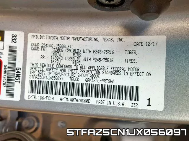 5TFAZ5CN1JX056097 фото 2