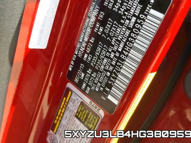 5XYZU3LB4HG380959 фото 2