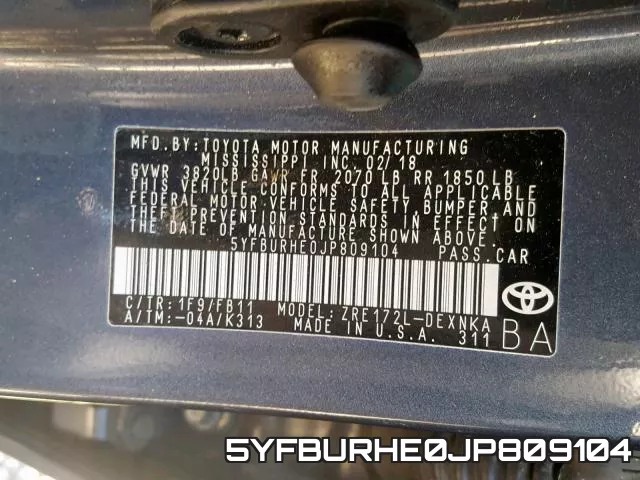 5YFBURHE0JP809104 фото 2