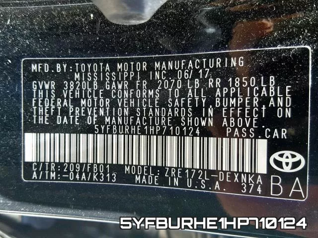 5YFBURHE1HP710124 фото 2