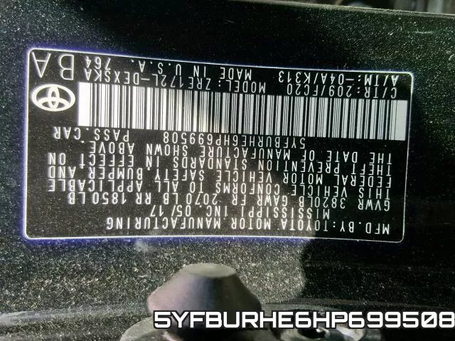 5YFBURHE6HP699508 фото 2