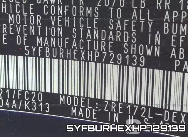 5YFBURHEXHP729139 фото 9