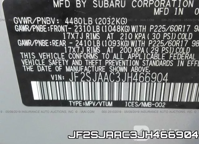 JF2SJAAC3JH466904 фото 10