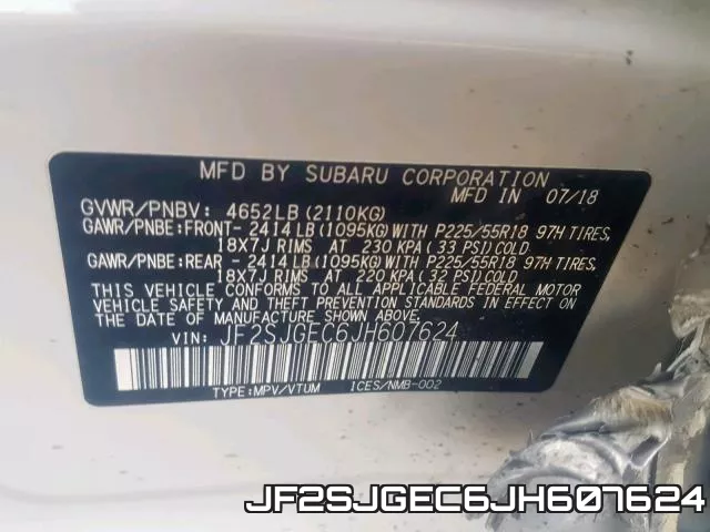 JF2SJGEC6JH607624 фото 2