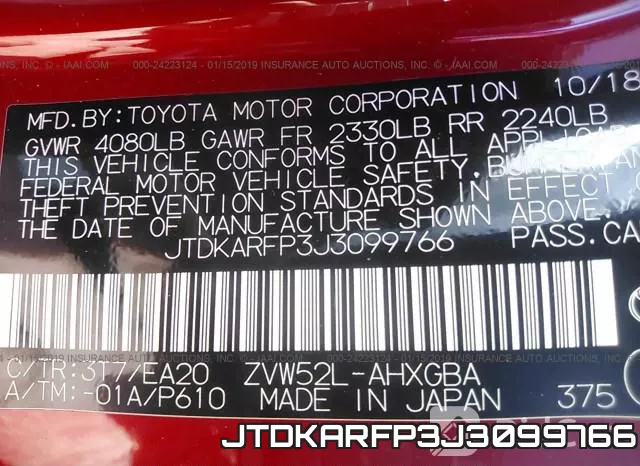 JTDKARFP3J3099766 фото 9