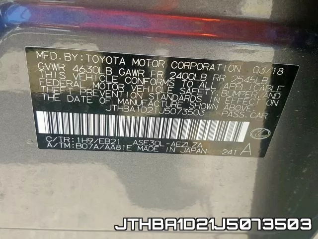 JTHBA1D21J5073503 фото 2