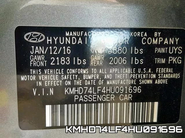 KMHD74LF4HU091696 фото 2
