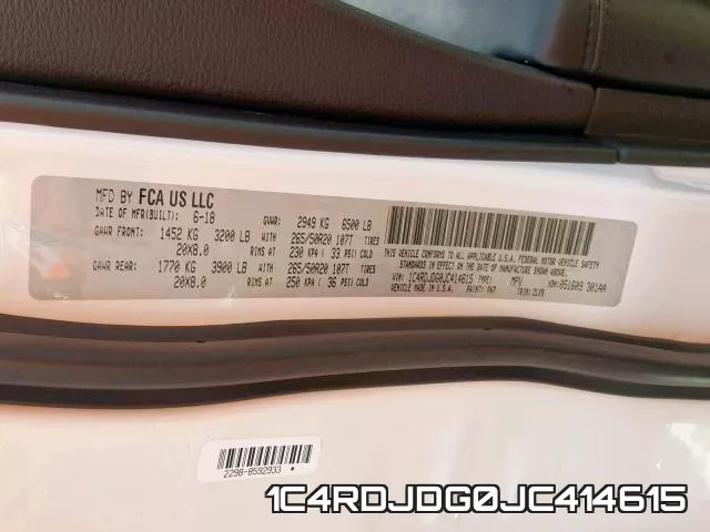 1C4RDJDG0JC414615 фото 2