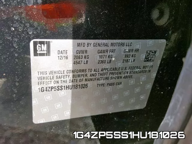 1G4ZP5SS1HU181026 фото 2