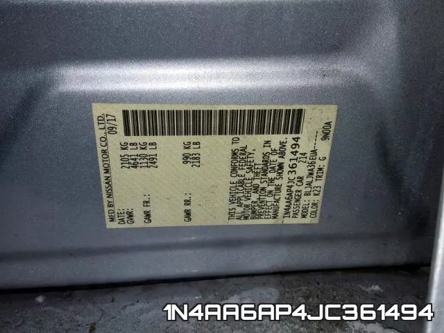 1N4AA6AP4JC361494 фото 2
