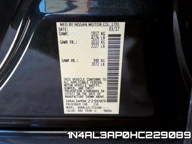 1N4AL3AP0HC229089 фото 2