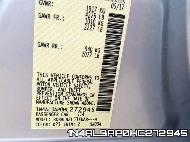 1N4AL3AP0HC272945 фото 2