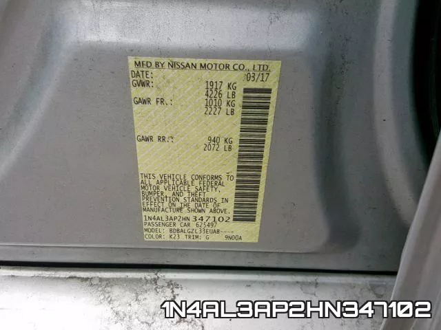 1N4AL3AP2HN347102 фото 2