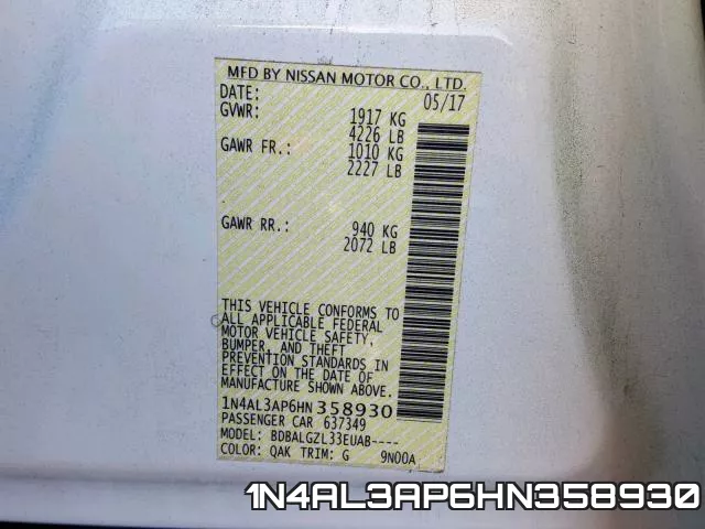 1N4AL3AP6HN358930 фото 2