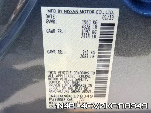 1N4BL4CV0KC178349 фото 2