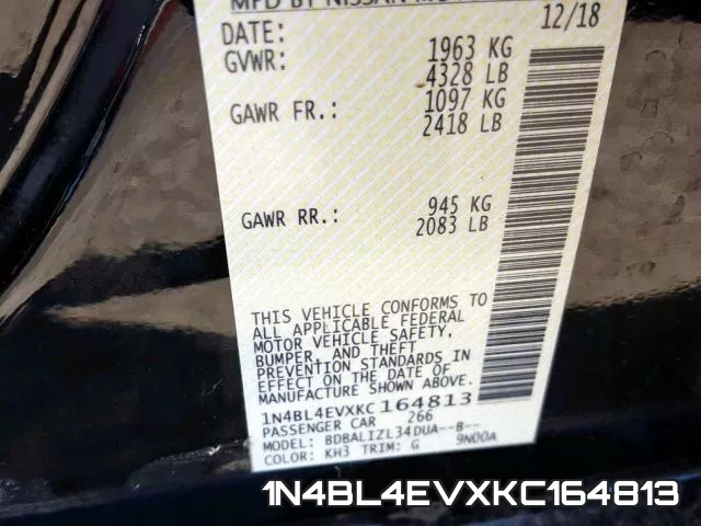 1N4BL4EVXKC164813 фото 2