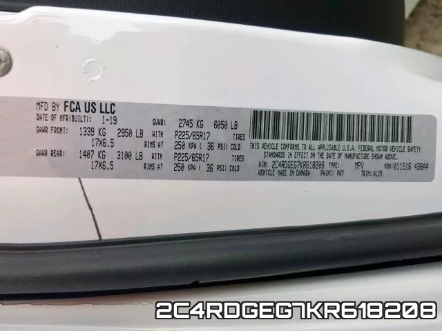 2C4RDGEG7KR618208 фото 2