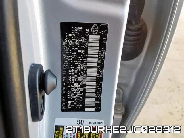 2T1BURHE2JC028312 фото 2