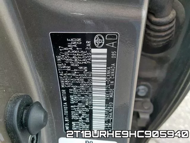 2T1BURHE9HC905940 фото 2