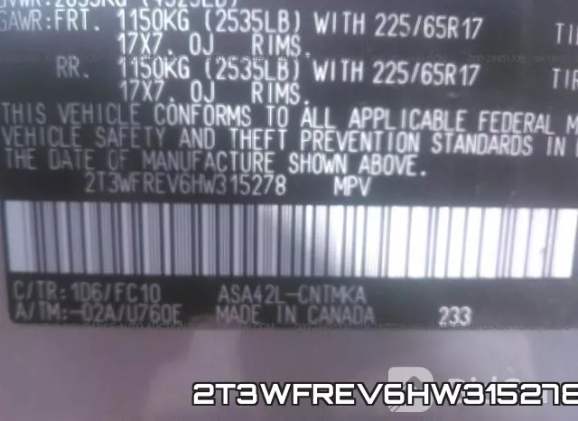 2T3WFREV6HW315278 фото 10