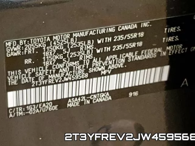 2T3YFREV2JW459568 фото 2