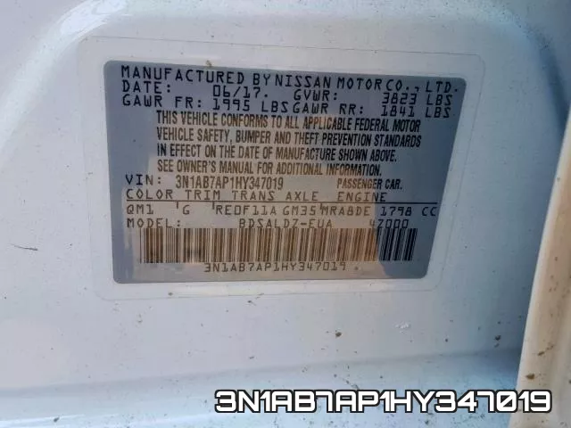 3N1AB7AP1HY347019 фото 2