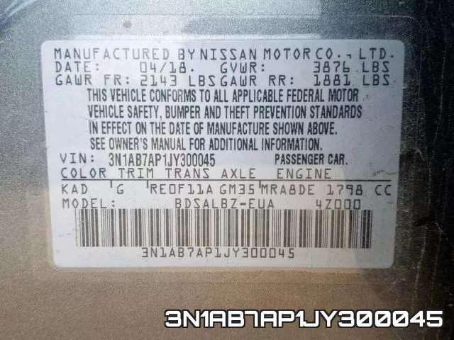 3N1AB7AP1JY300045 фото 2