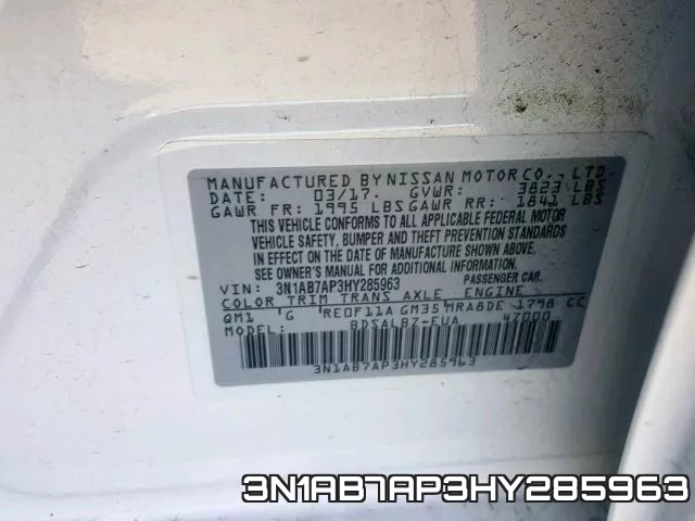 3N1AB7AP3HY285963 фото 2