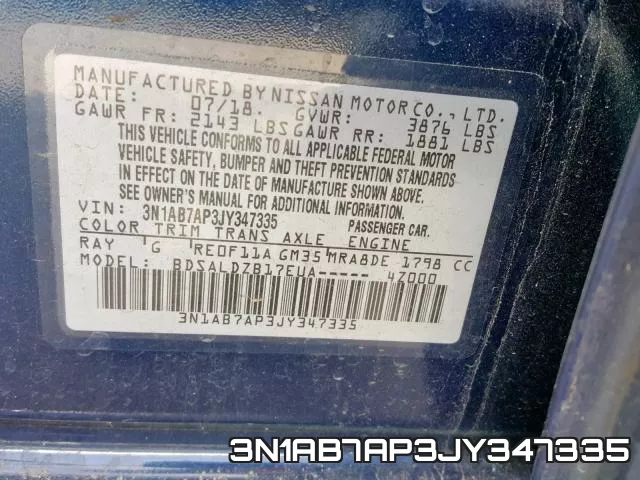 3N1AB7AP3JY347335 фото 2