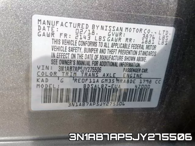 3N1AB7AP5JY275506 фото 2