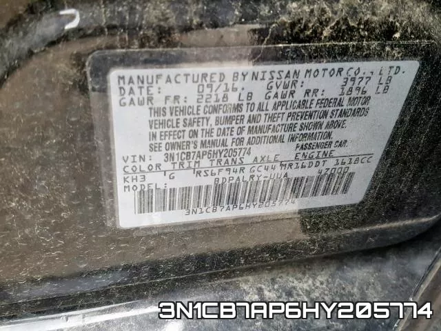 3N1CB7AP6HY205774 фото 2