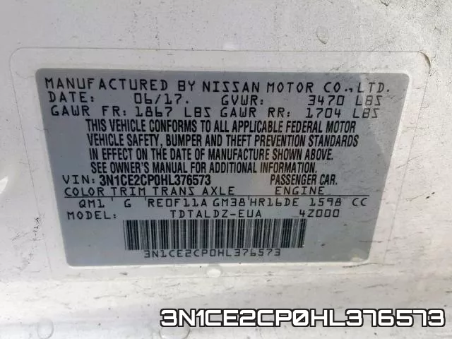 3N1CE2CP0HL376573 фото 2