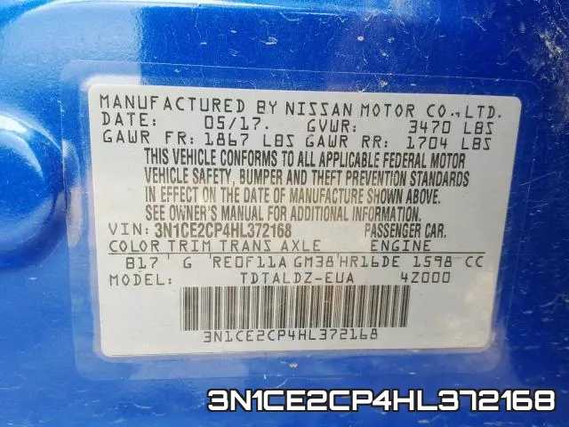 3N1CE2CP4HL372168 фото 2