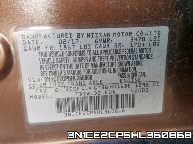3N1CE2CP5HL360868 фото 2