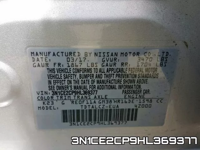 3N1CE2CP9HL369377 фото 2