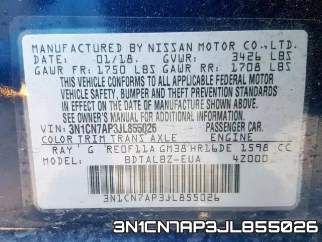 3N1CN7AP3JL855026 фото 2