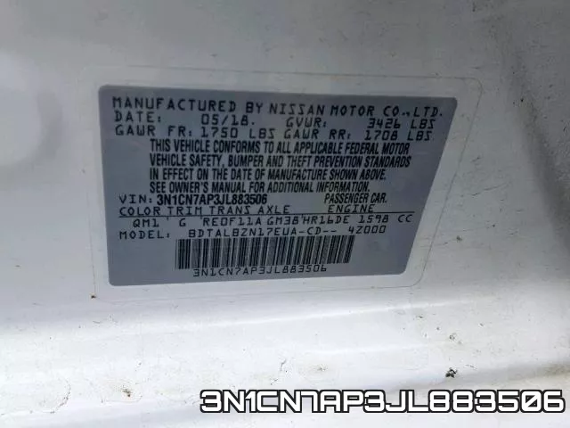 3N1CN7AP3JL883506 фото 2
