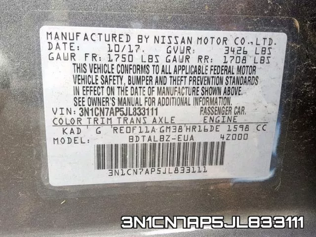 3N1CN7AP5JL833111 фото 2