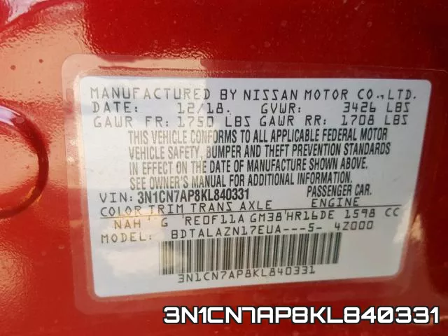 3N1CN7AP8KL840331 фото 2