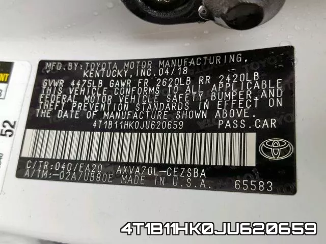 4T1B11HK0JU620659 фото 2