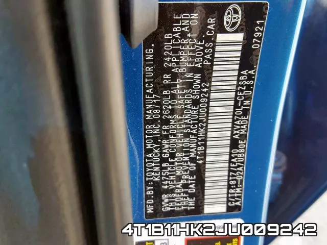 4T1B11HK2JU009242 фото 2