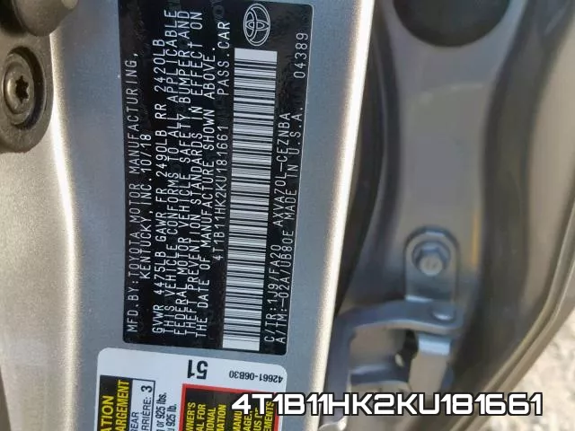 4T1B11HK2KU181661 фото 2