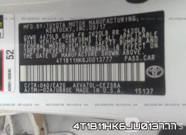 4T1B11HK6JU013777 фото 10