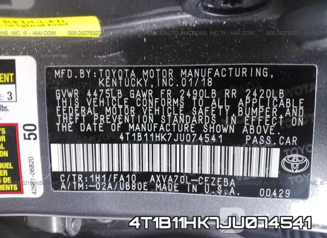 4T1B11HK7JU074541 фото 10